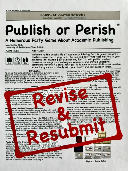 Publish or Perish — board game played at Desi Bored Gamers, Singapore